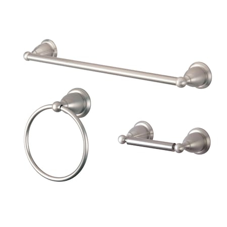 Kingston Brass Heritage 3-Piece Bathroom Accessory Set, Brushed Nickel BAK175248SN